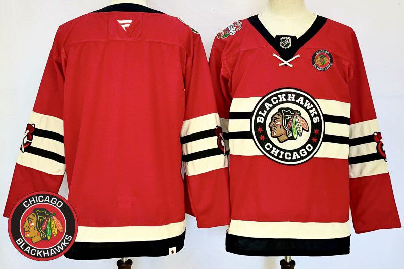 Men Chicago Blackhawks Blank Red Fanatics 2025 NHL Jersey style 2->chicago blackhawks->NHL Jersey